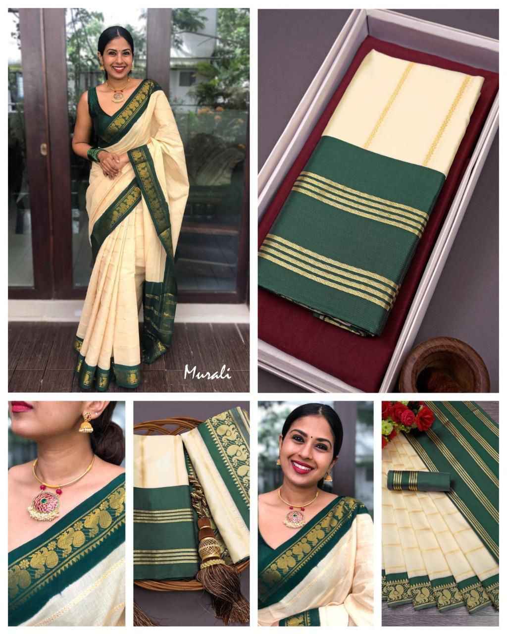 SOFT SILK RICH PALLU AND JACQUARD WORK SAREE CODE 4053