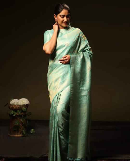 SOFT SILK RICH PALLU AND JACQUARD WORK SAREE CODE 4054
