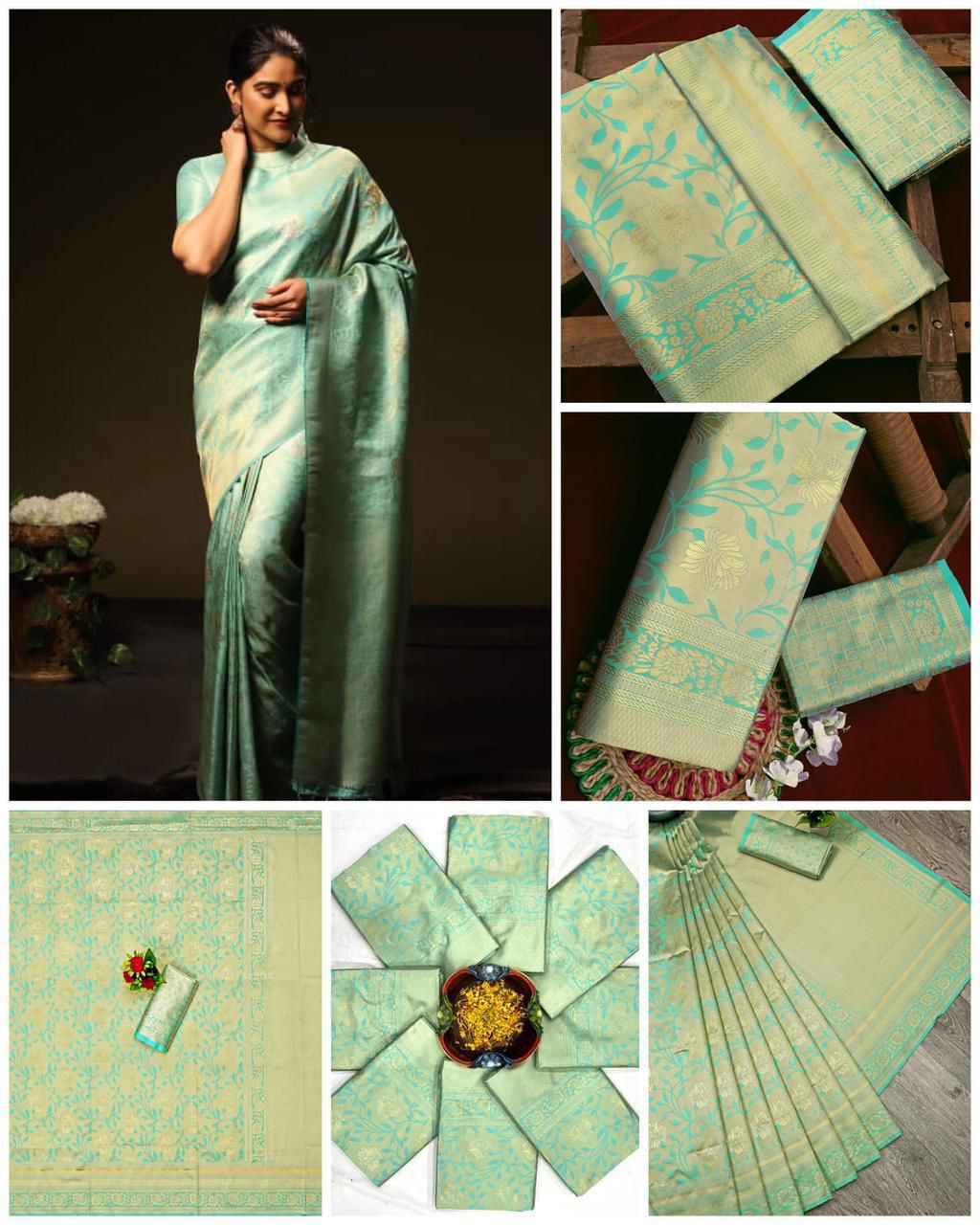 SOFT SILK RICH PALLU AND JACQUARD WORK SAREE CODE 4054