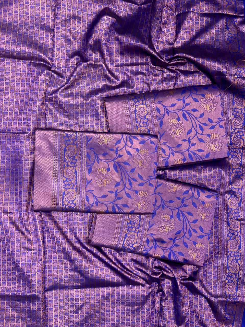 SOFT SILK RICH PALLU AND JACQUARD WORK SAREE CODE 4054