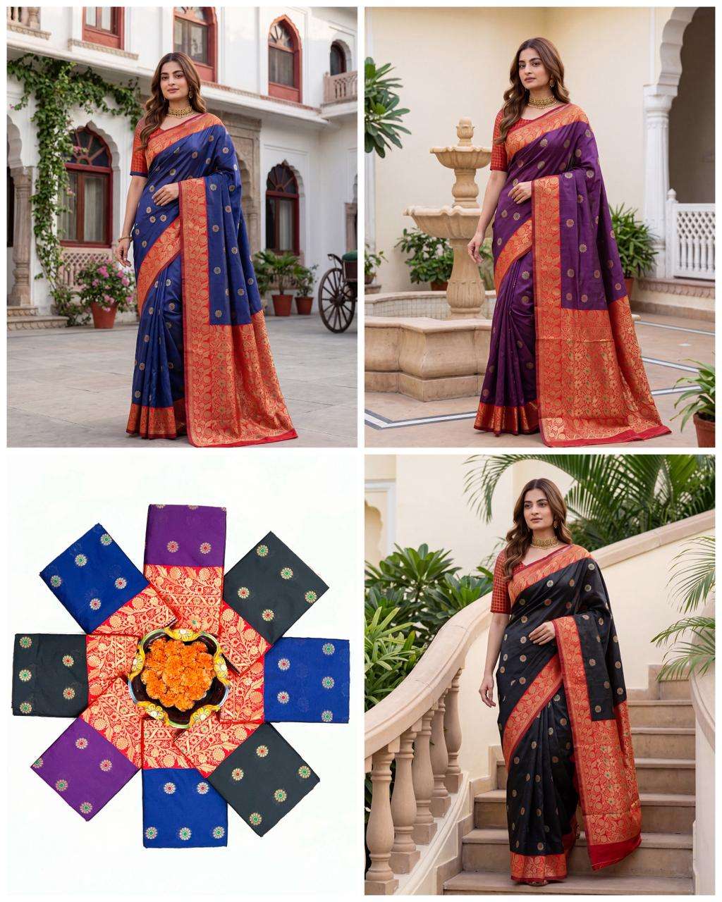 SOFT SILK RICH PALLU AND JACQUARD WORK SAREE CODE 7006