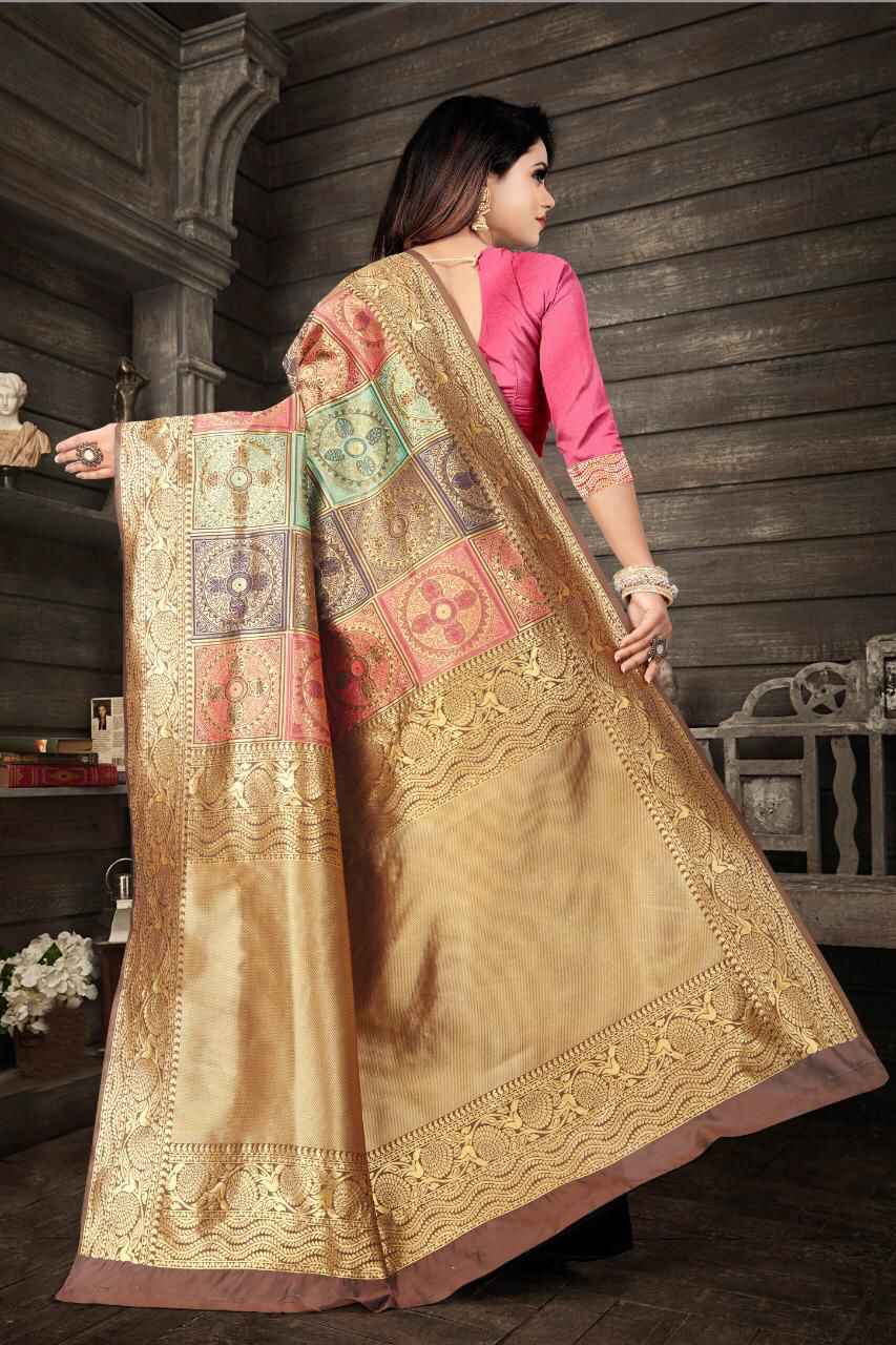 SOFT SILK RICH PALLU AND JACQUARD WORK SAREE CODE 003
