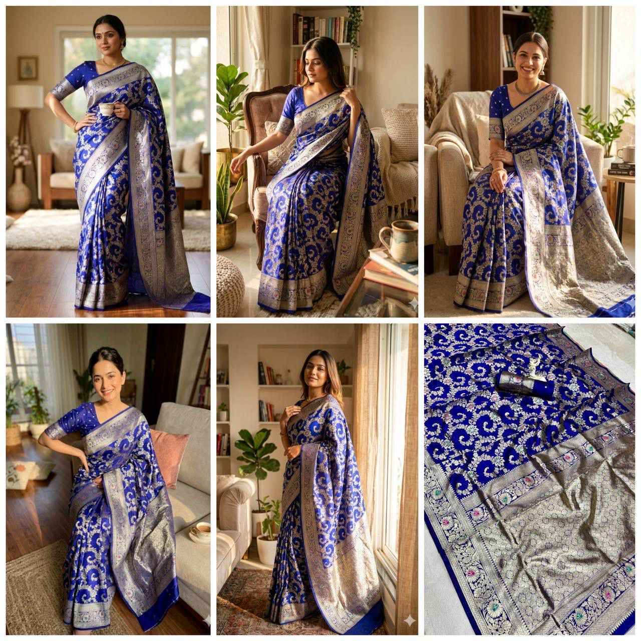 SOFT BANARASI SILK MEENA ZARI WEAVING SAREE