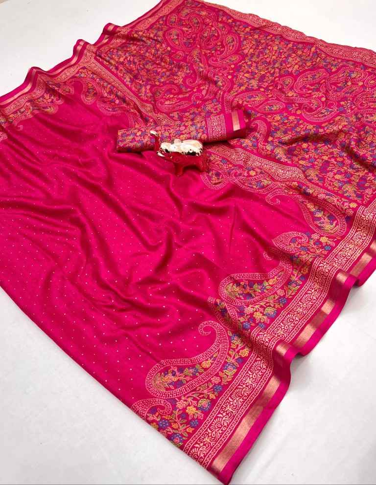 PURE SOFT TUSSAR BASE KASHMIRI STYLE PRINTED SAREE 