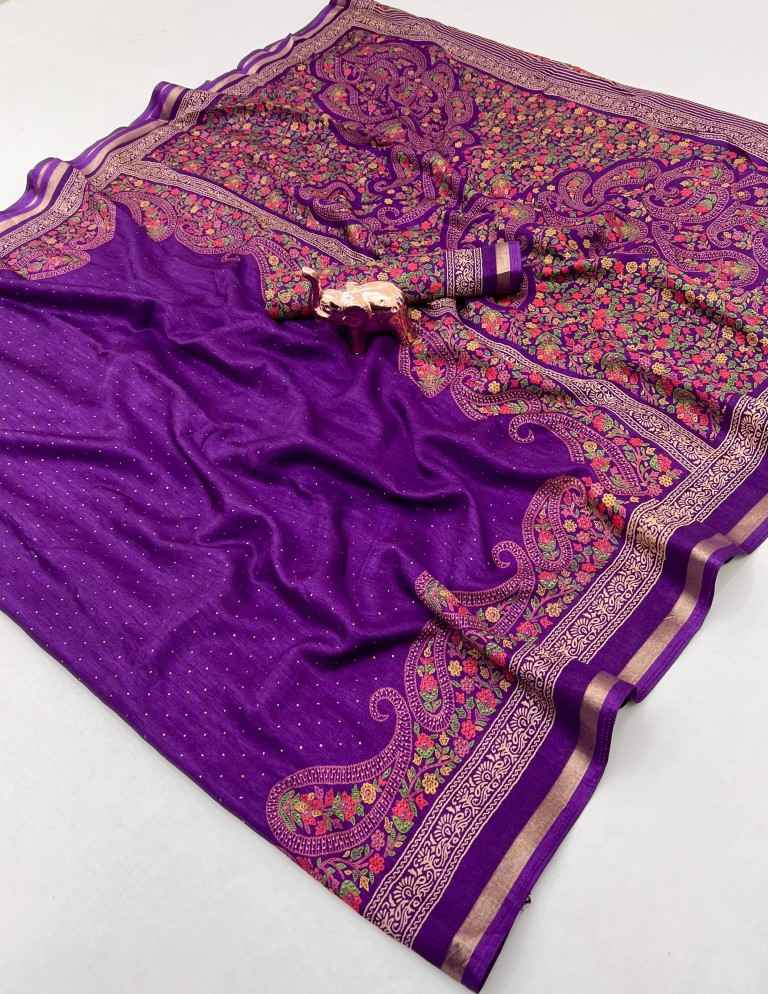 PURE SOFT TUSSAR BASE KASHMIRI STYLE PRINTED SAREE 