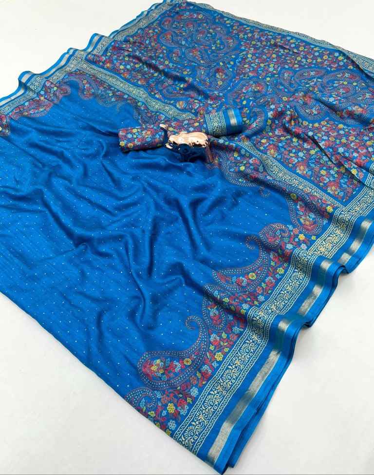 PURE SOFT TUSSAR BASE KASHMIRI STYLE PRINTED SAREE 
