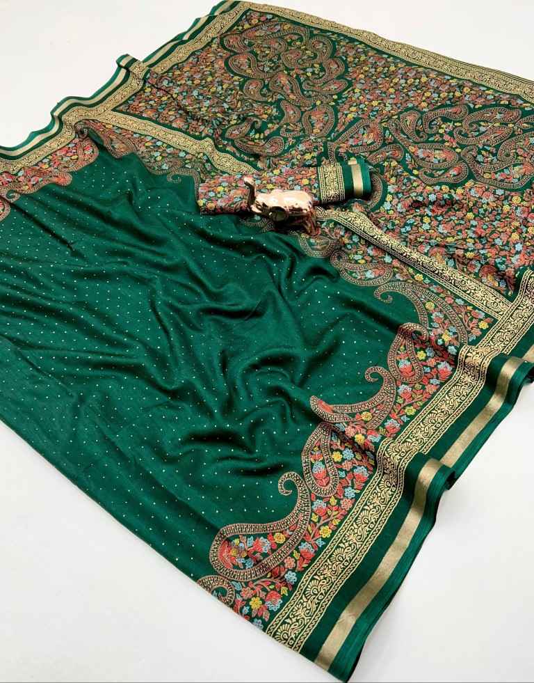 PURE SOFT TUSSAR BASE KASHMIRI STYLE PRINTED SAREE 