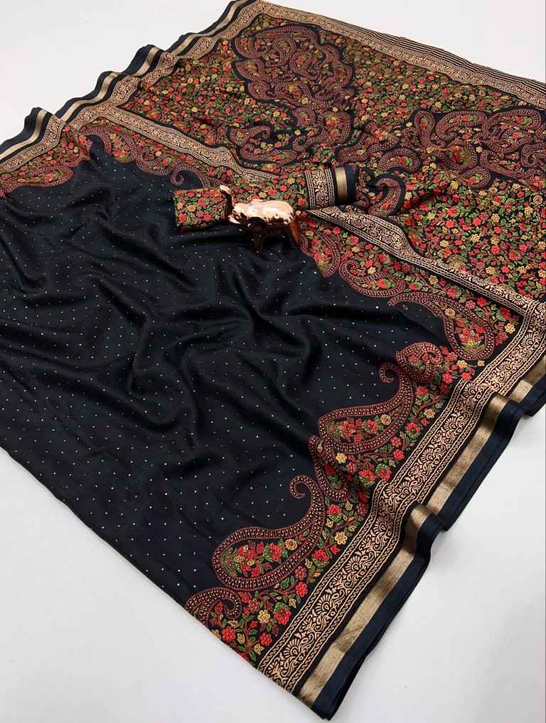 PURE SOFT TUSSAR BASE KASHMIRI STYLE PRINTED SAREE 