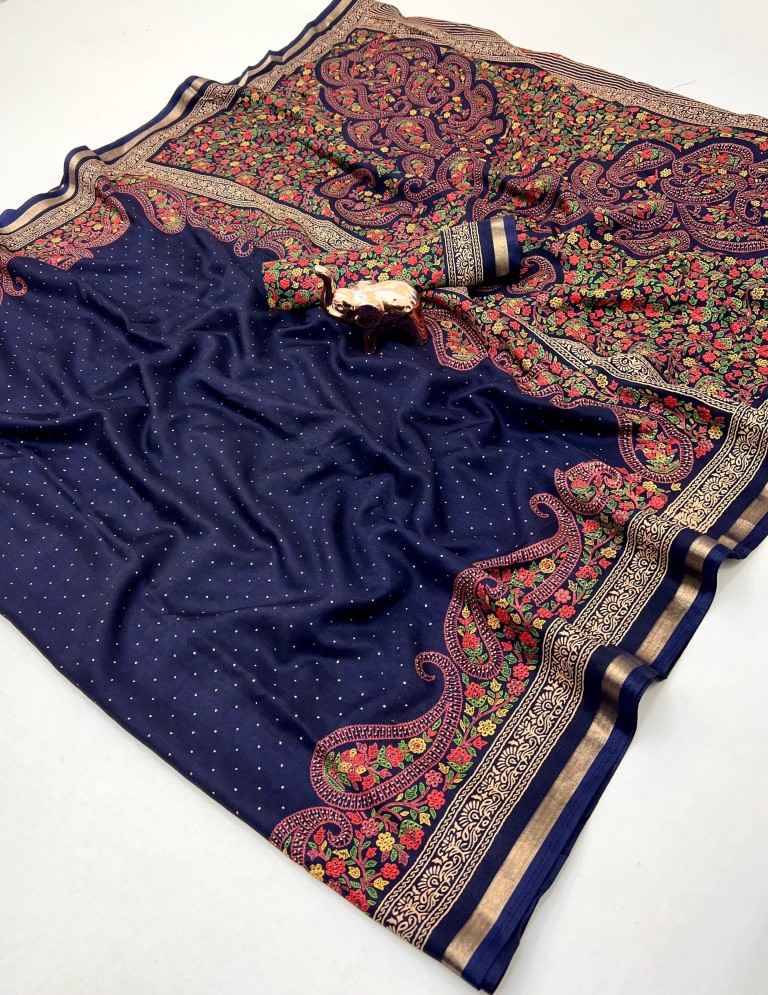 PURE SOFT TUSSAR BASE KASHMIRI STYLE PRINTED SAREE 