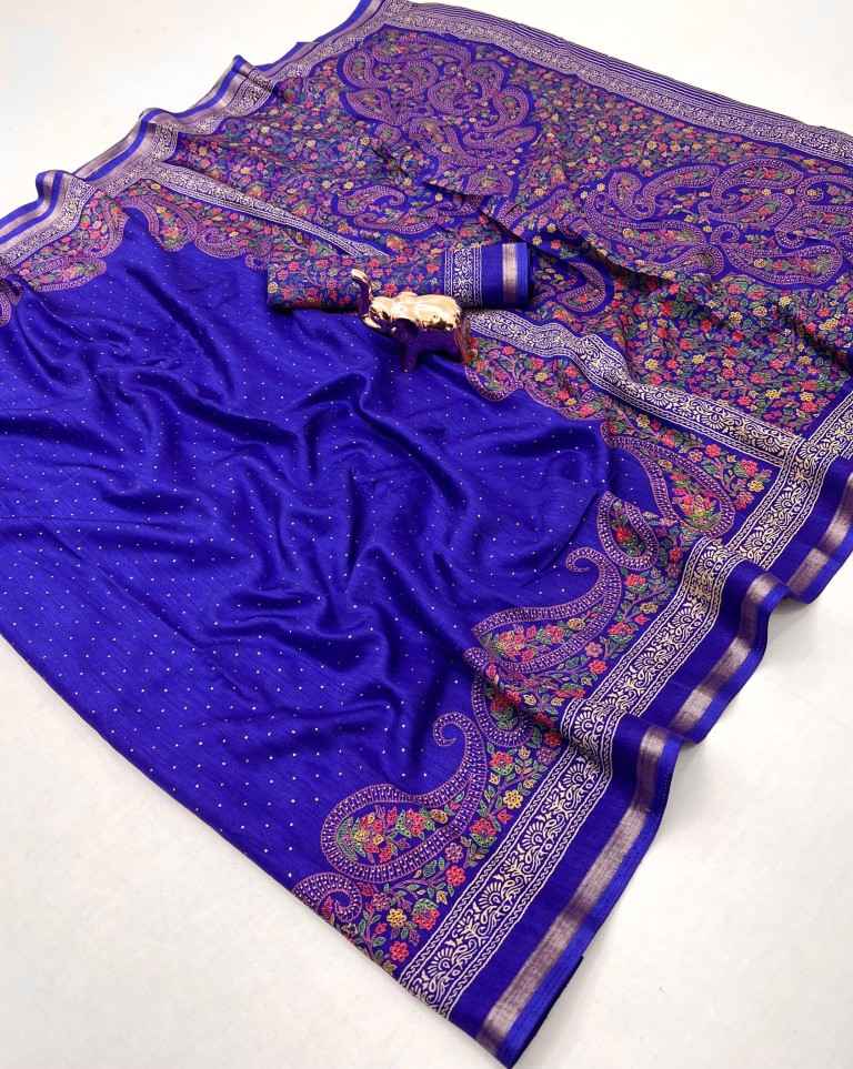 PURE SOFT TUSSAR BASE KASHMIRI STYLE PRINTED SAREE 