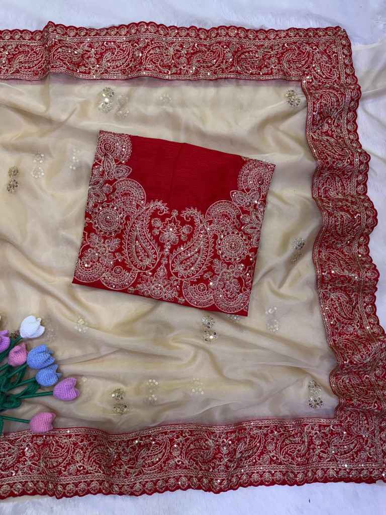 SOFT ZIPSY SILK SEQUANCE AND DORI EMBROIDERY WORK SAREE