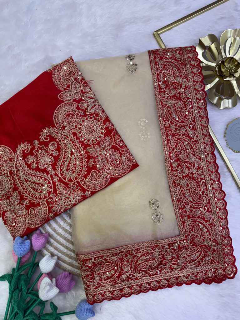 SOFT ZIPSY SILK SEQUANCE AND DORI EMBROIDERY WORK SAREE
