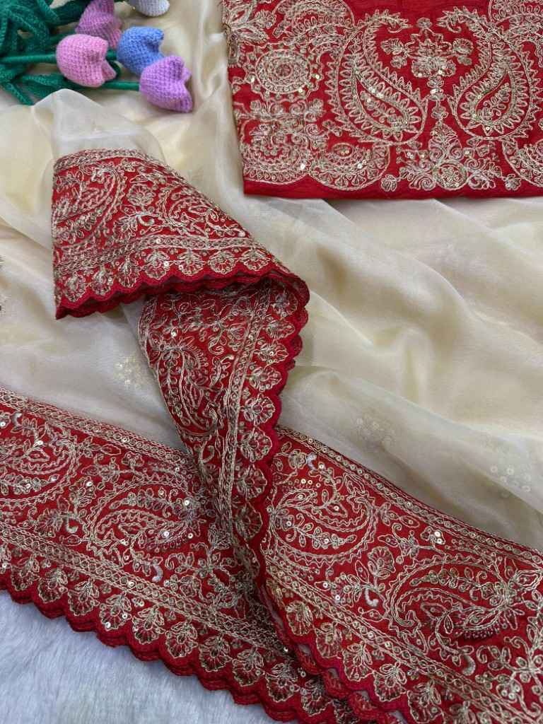 SOFT ZIPSY SILK SEQUANCE AND DORI EMBROIDERY WORK SAREE