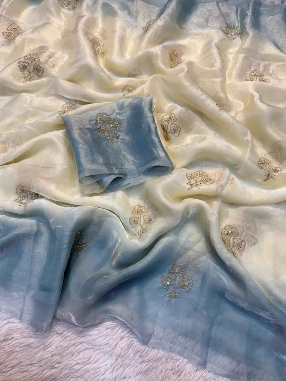 SPACE SILK 2D SHADED SEQUINCE EMBRODERIY WORK SAREE