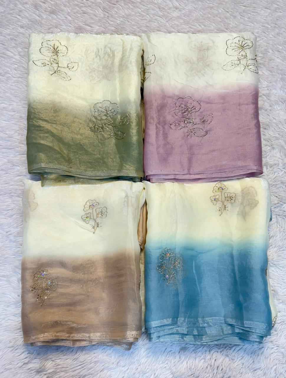 SPACE SILK 2D SHADED SEQUINCE EMBRODERIY WORK SAREE