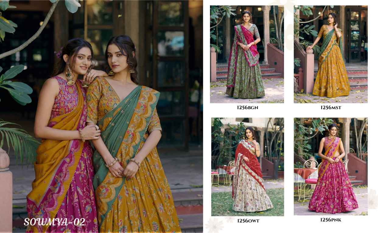 TASAR SILK GILDED FOIL PRINTED DESIGNER LEHENGA CHOLI 