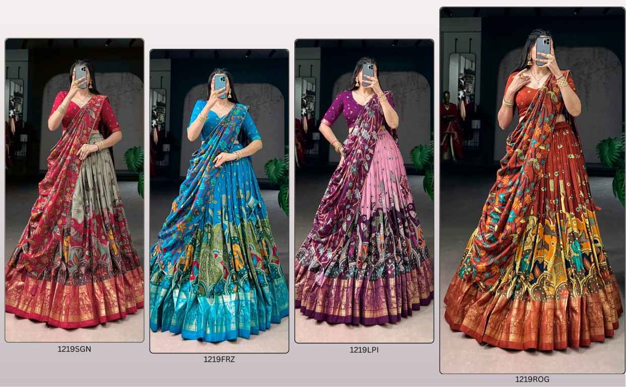 TASAR SILK KALAMKARI PRINT DESIGNER LEHENGA CHOLI 