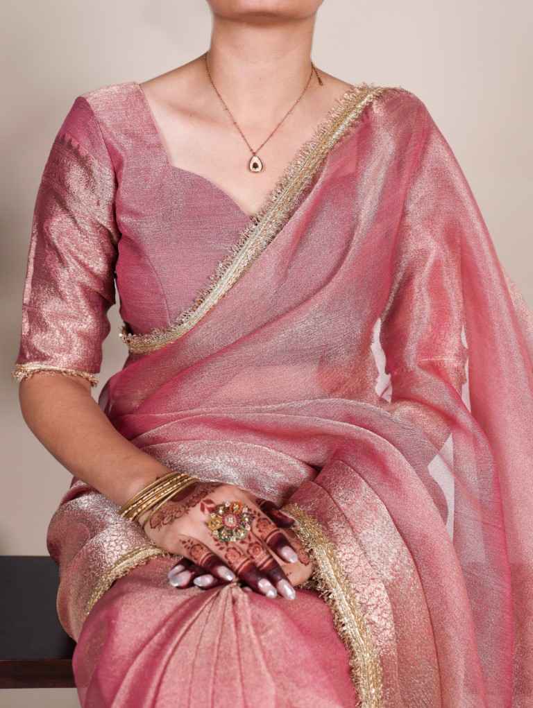 TISSUE SHIMMER ZARI WEAVING WORK SAREE