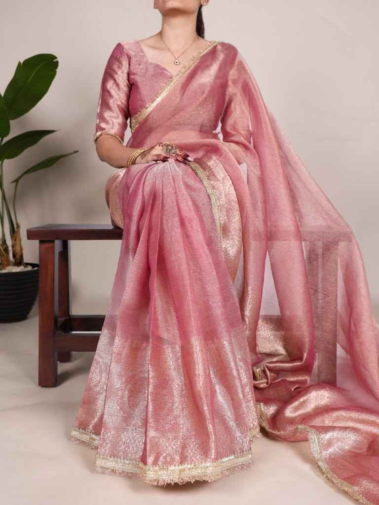 TISSUE SHIMMER ZARI WEAVING WORK SAREE