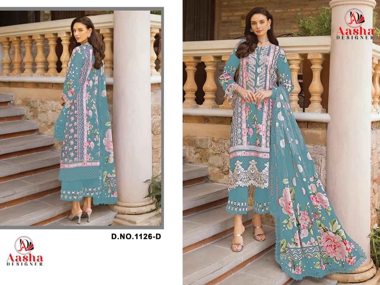 AASHA DESIGNER D.N0 1126 PURE COTTON PAKISTANI DRESS MATERIAL 