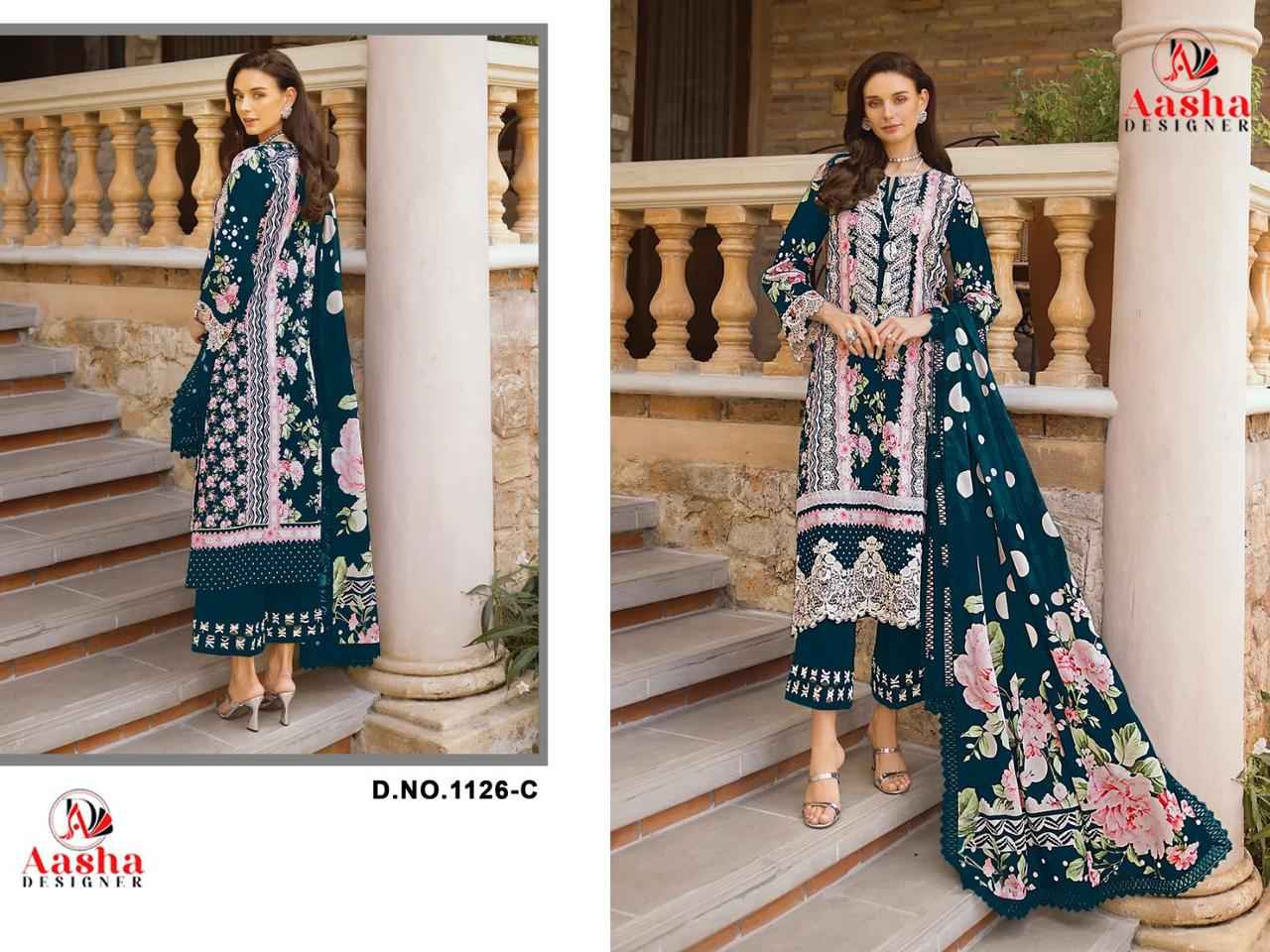 AASHA DESIGNER D.N0 1126 PURE COTTON PAKISTANI DRESS MATERIAL 