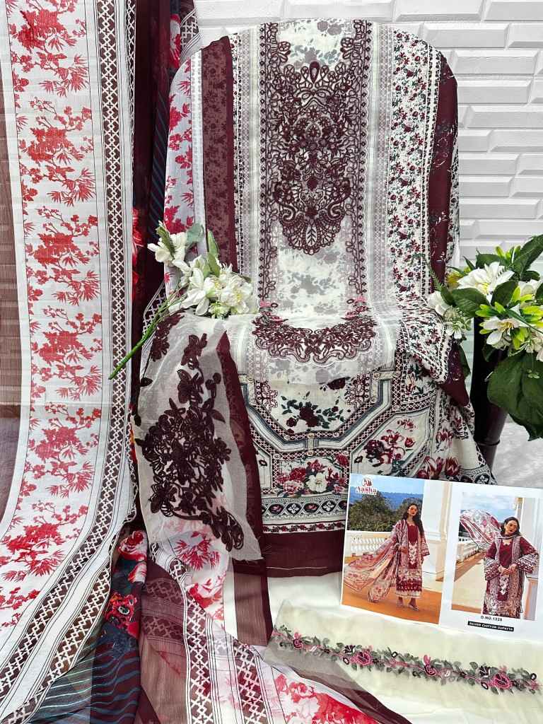 AASHA DESIGNER D.NO 1224 & 1225 PURE COTTON PAKISTANI DRESS MATERIAL