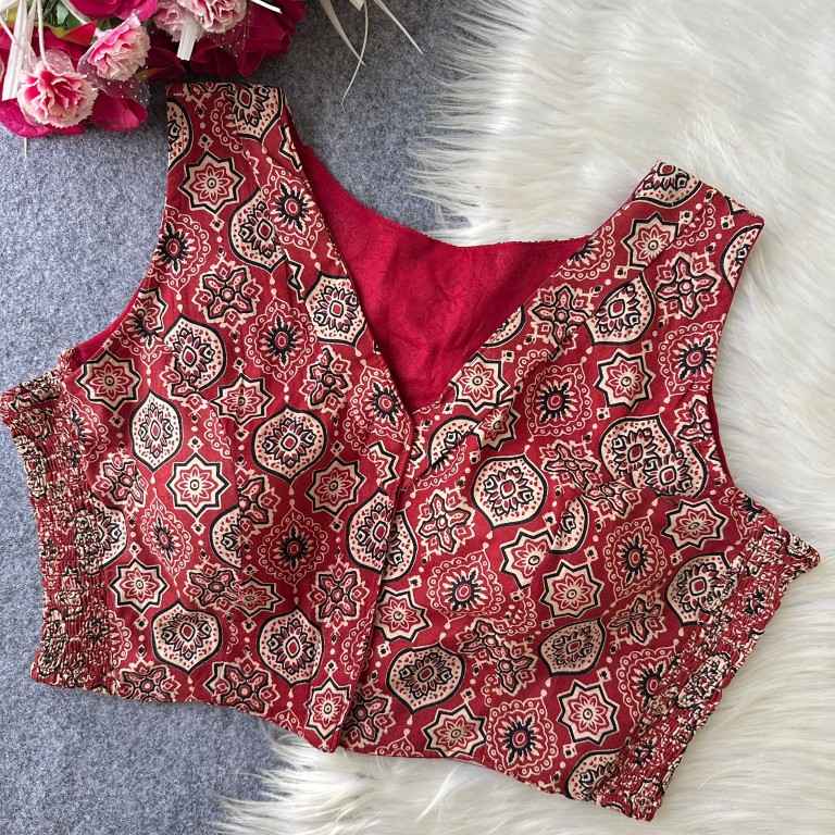 PURE AJRAKH COTTON ELASTIC BLOUSE 