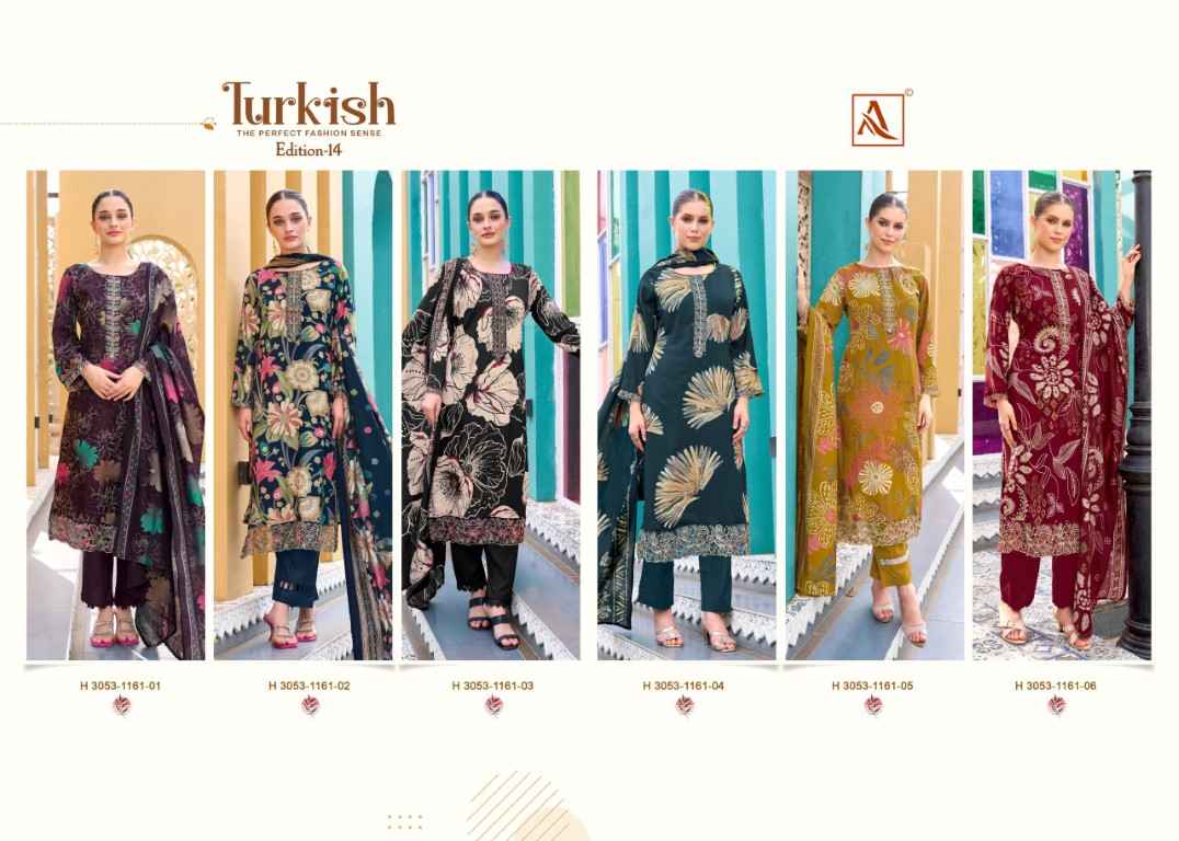 ALOK TURKISH VOL-14 PURE VISCOSE REYON PRINT EMBROIDERY WORK DRESS MATERIAL