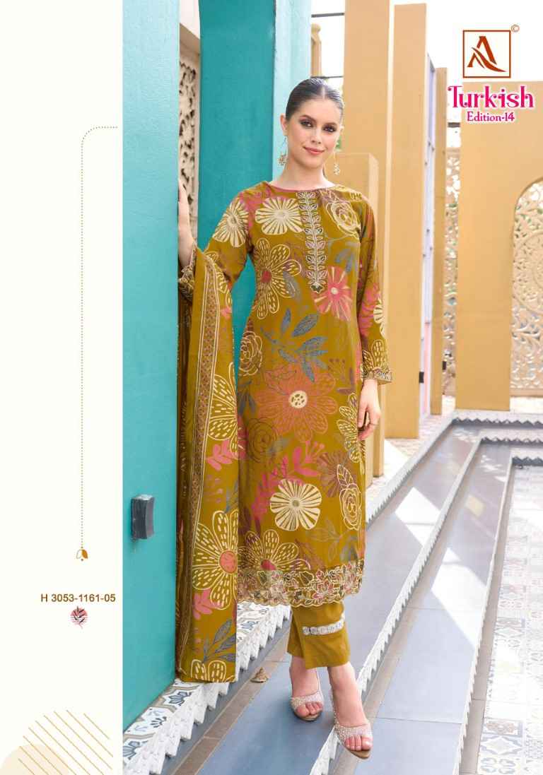ALOK TURKISH VOL-14 PURE VISCOSE REYON PRINT EMBROIDERY WORK DRESS MATERIAL