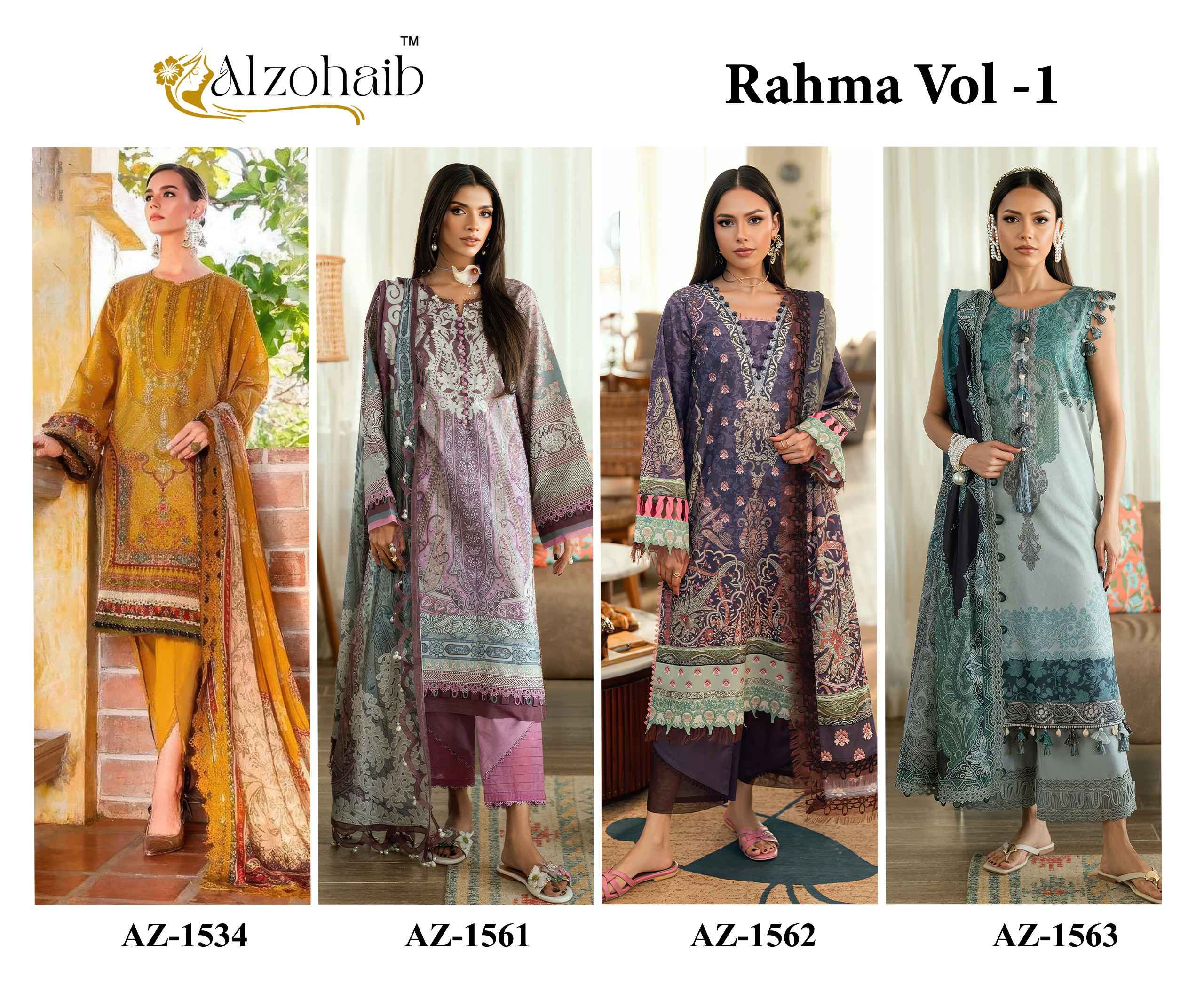 ALZOHAIB RAHMA VOL-1 PURE COTTON PAKISTANI DRESS MATERIAL