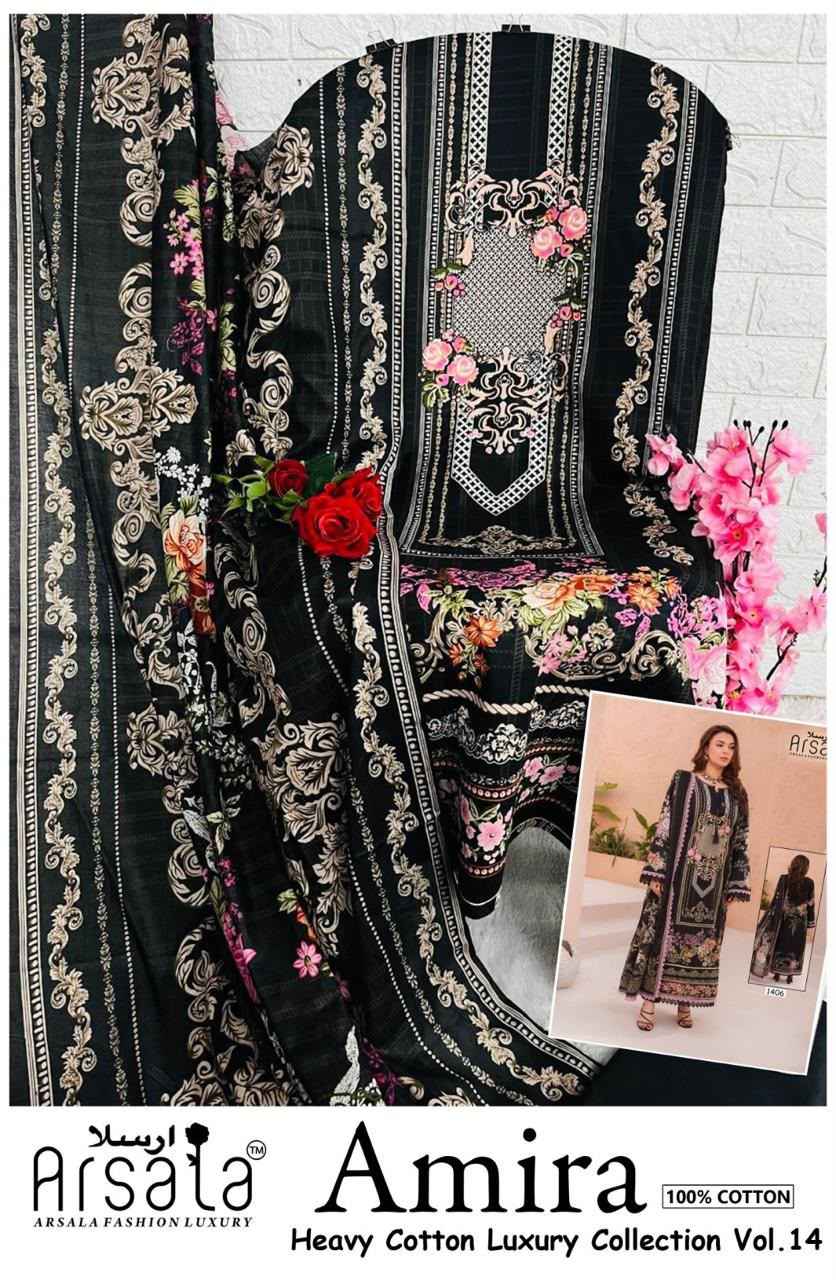ARSALA AMIRA VOL-14 HEAVY LAWN COTTON PRINTED DRESS MATERIAL