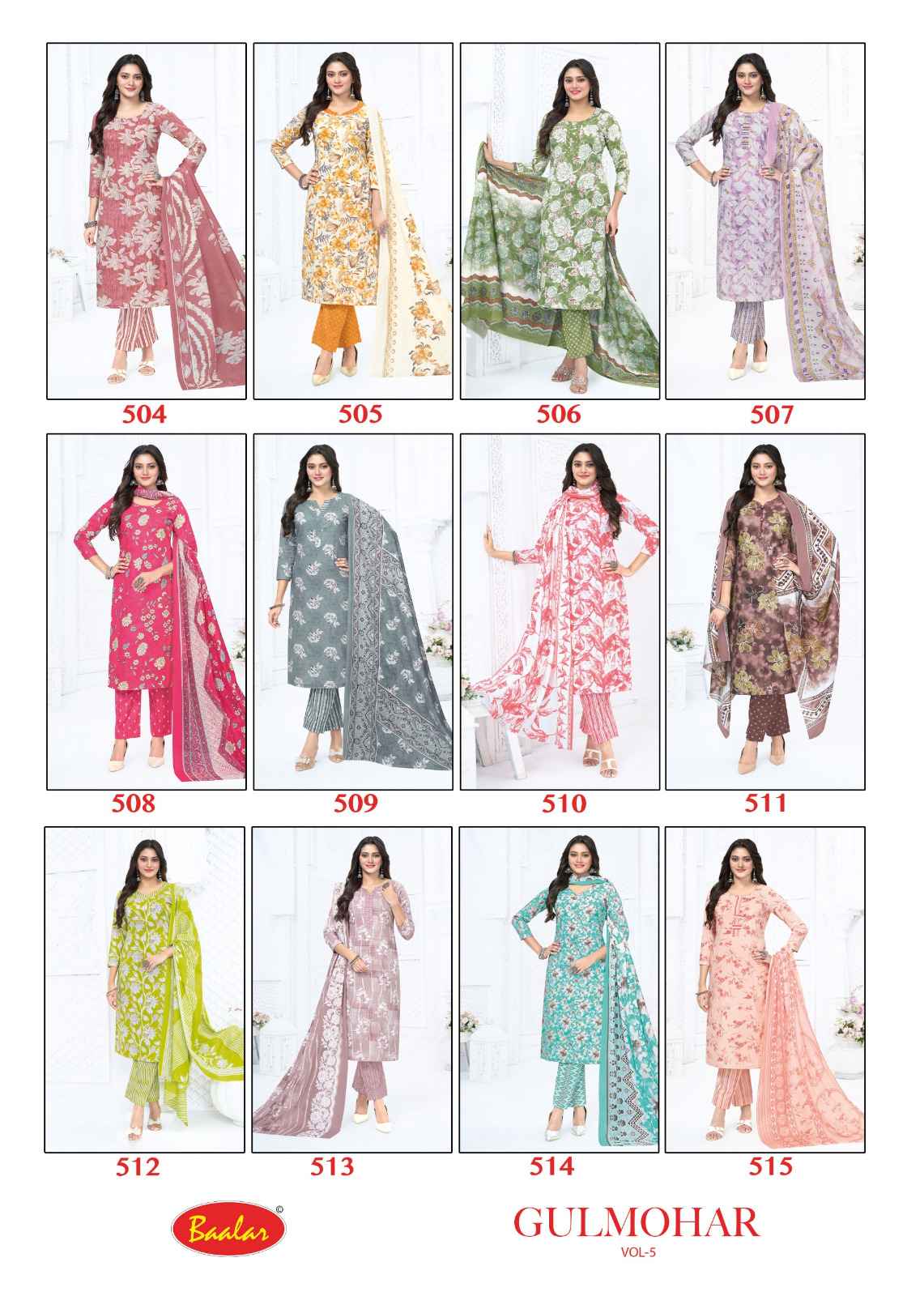 BAALAR GULMOHAR VOL-5 HEAVY COTTON PRINTED DRESS MATERIAL