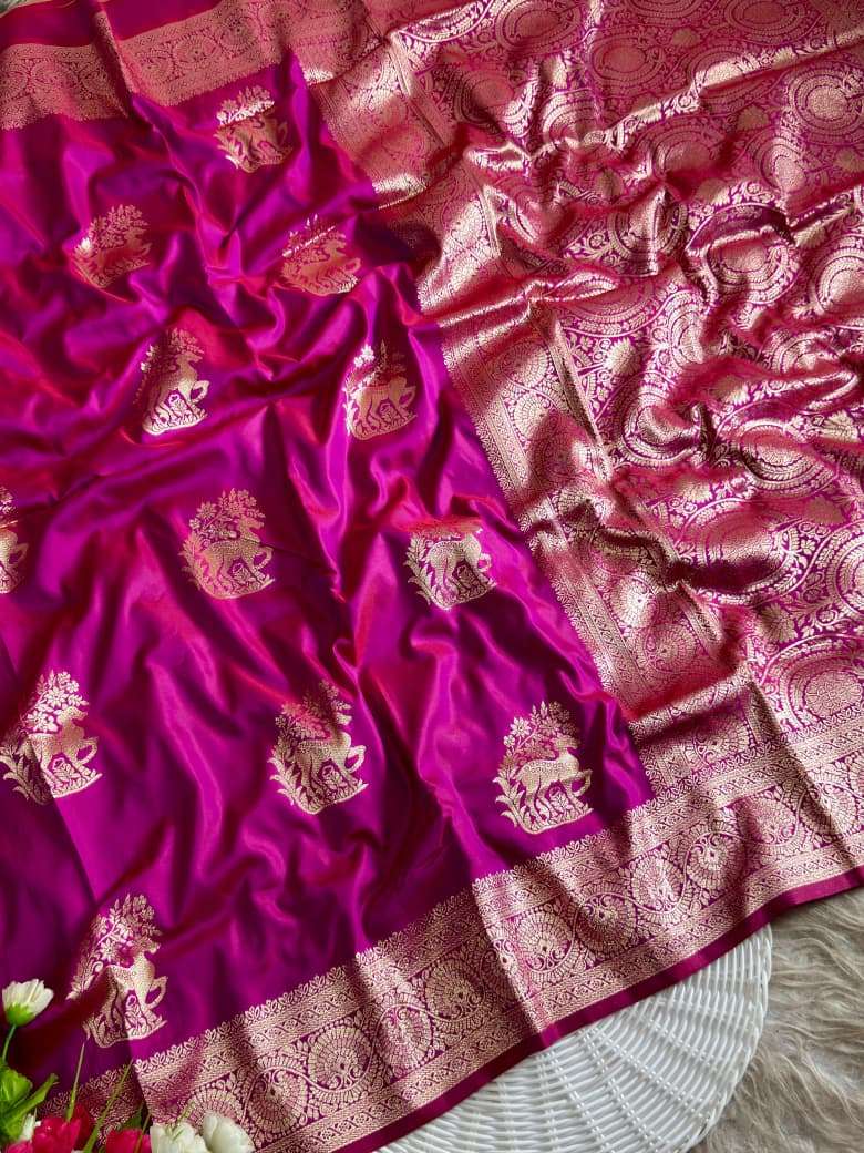 BANARASI SOFT SILK DEER ZARI MOTIFS SAREE