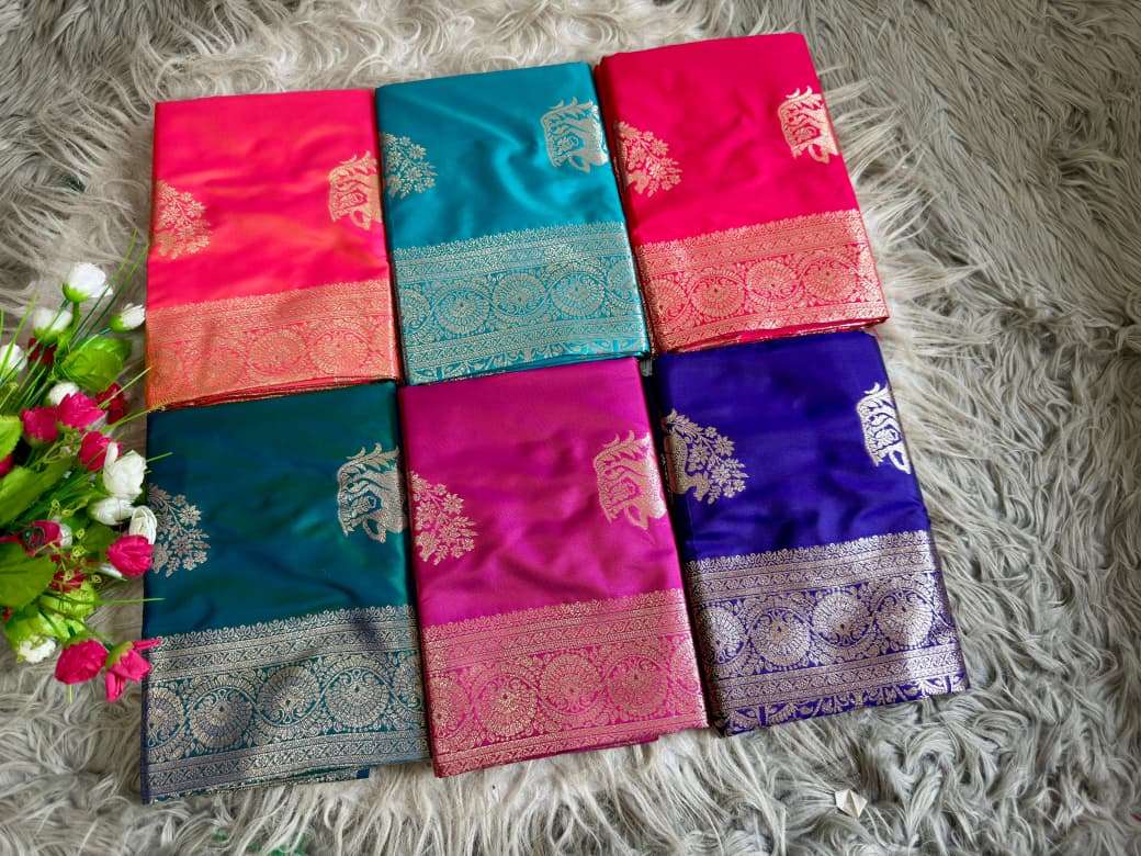 BANARASI SOFT SILK DEER ZARI MOTIFS SAREE