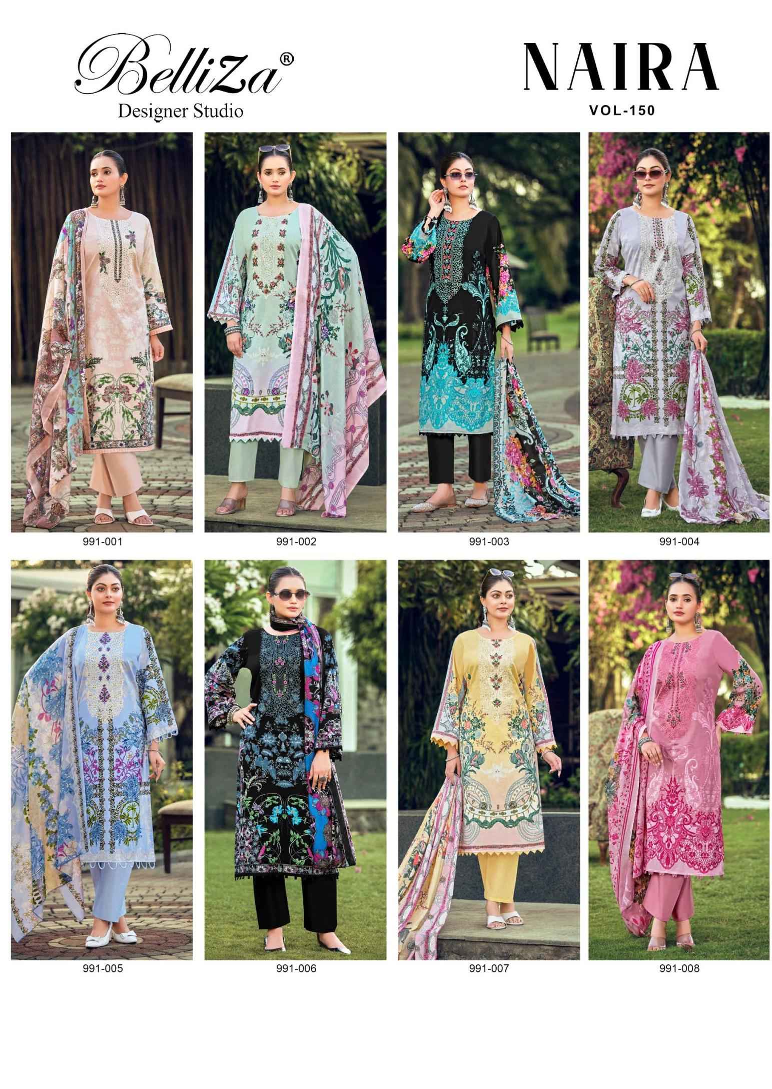 BELLIZA NAIRA VOL-150 PURE COTTON EMBROIDERY DRESS MATERIAL