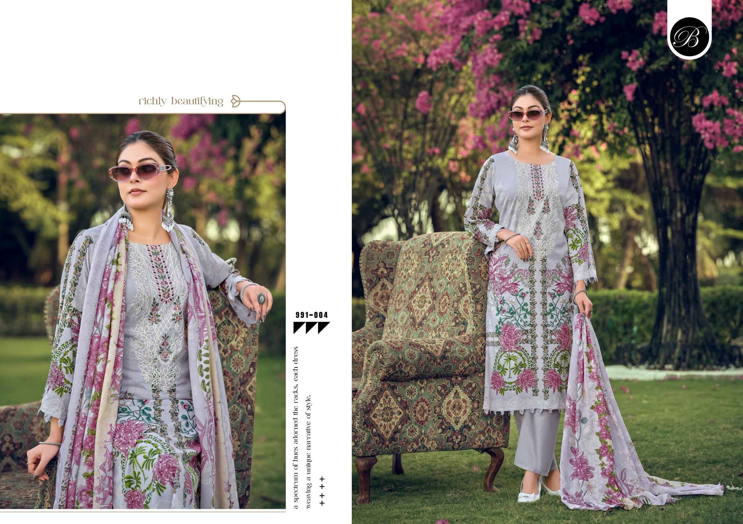 BELLIZA NAIRA VOL-150 PURE COTTON EMBROIDERY DRESS MATERIAL