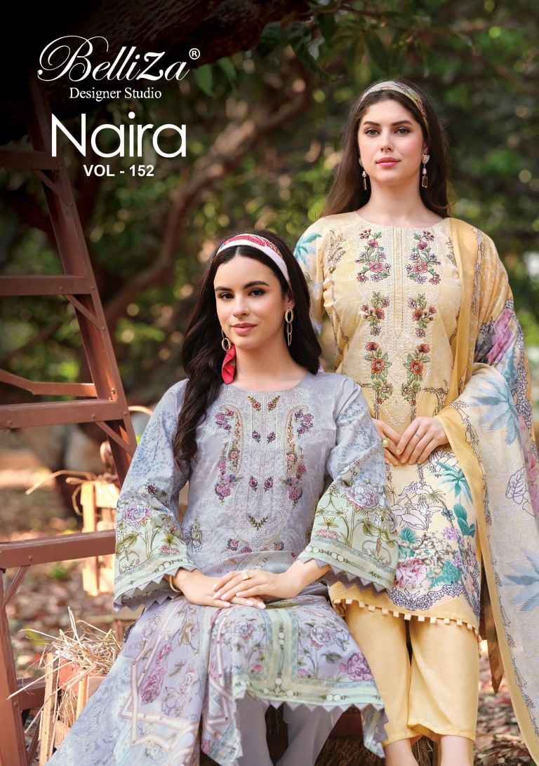 BELLIZA NAIRA VOL-152 PURE COTTON EMBROIDERY DRESS MATERIAL