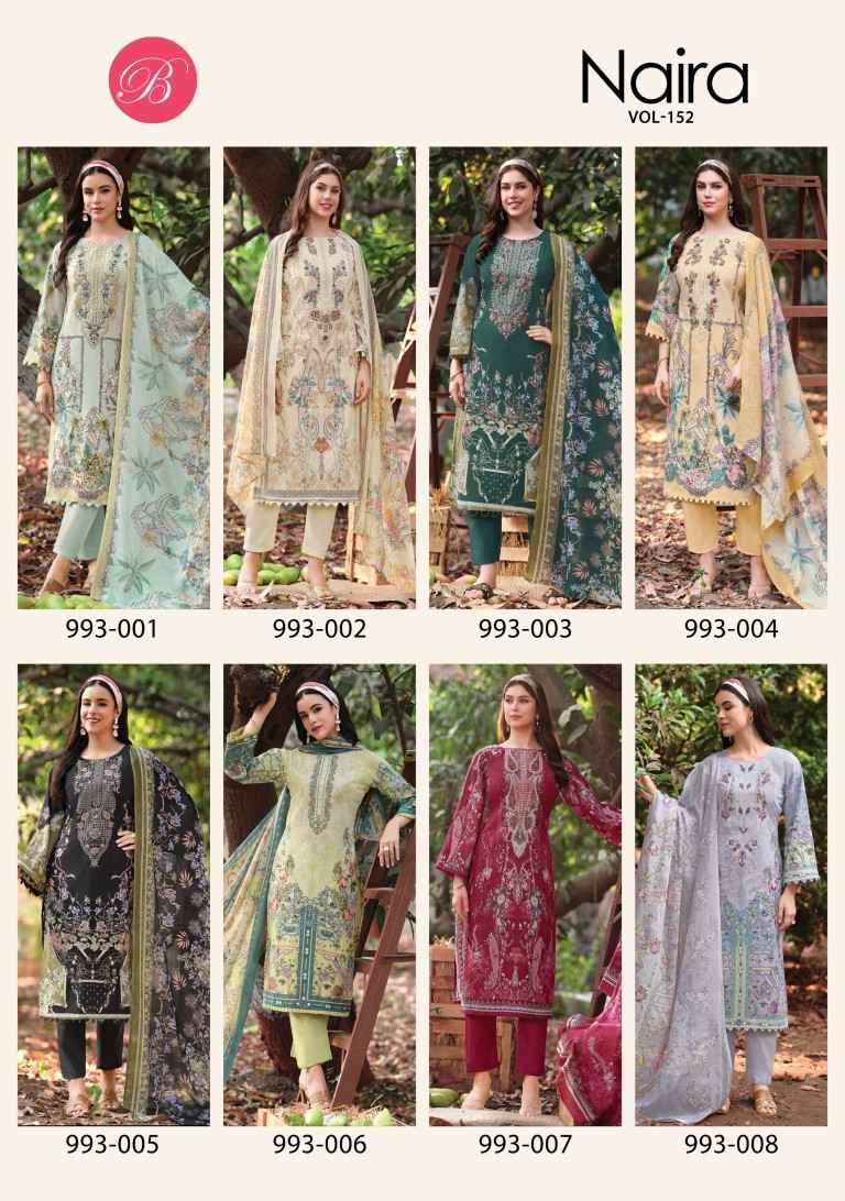 BELLIZA NAIRA VOL-152 PURE COTTON EMBROIDERY DRESS MATERIAL