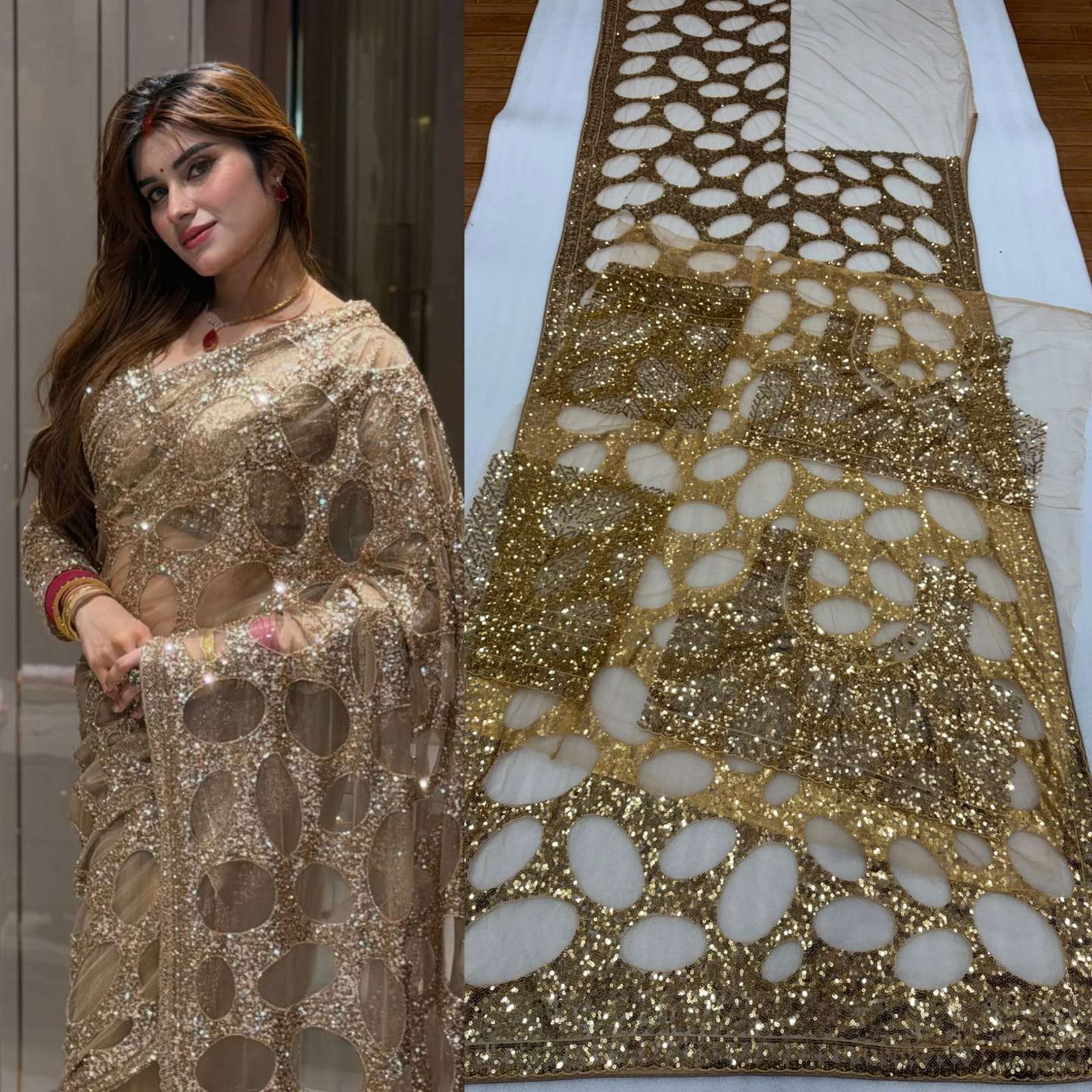 BUTTER FLY NET MULTY SEQUENCE WORK SAREE