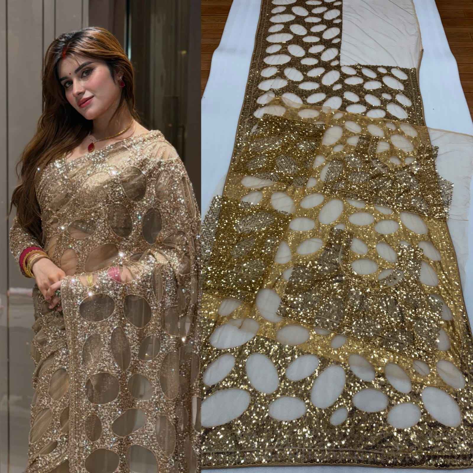 BUTTER FLY NET MULTY SEQUENCE WORK SAREE