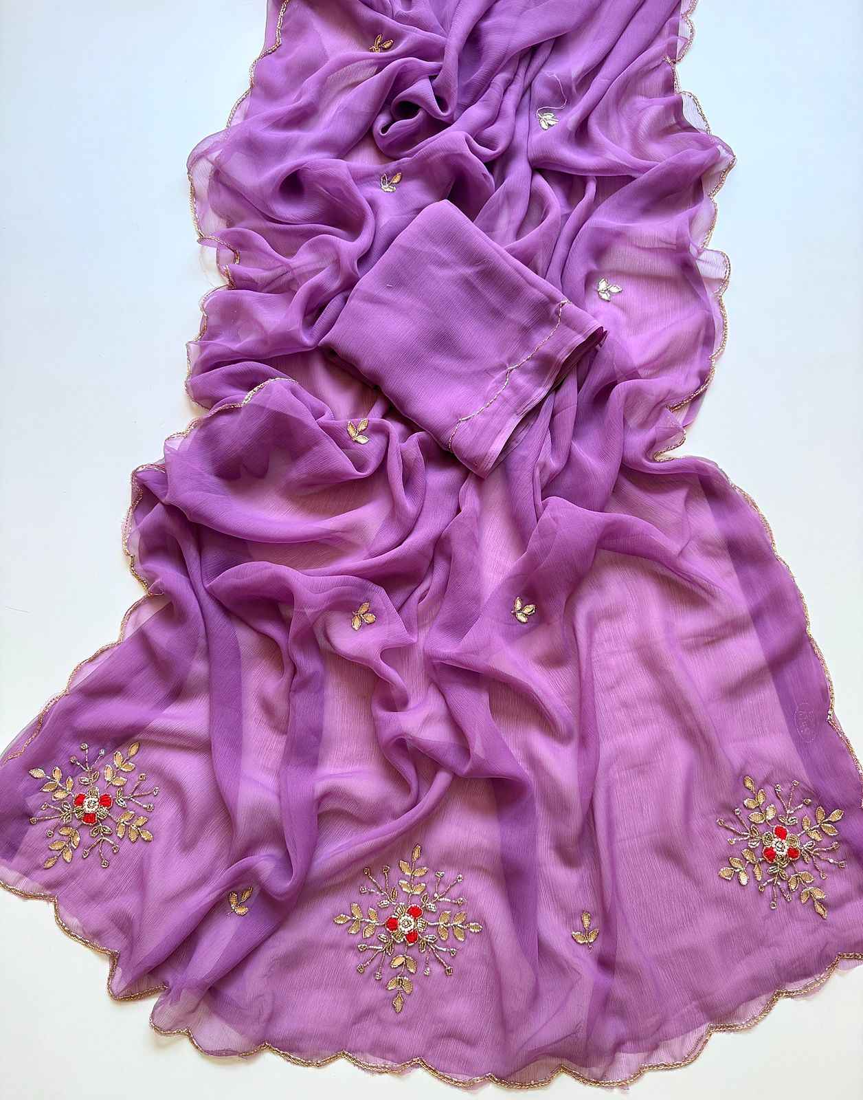 SOFT PURE CHIFFON HANDWORK DESIGNER SAREE 