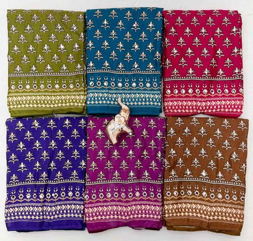 CHINNON SILK MIRROR WORK DIGITAL PRINT SAREE