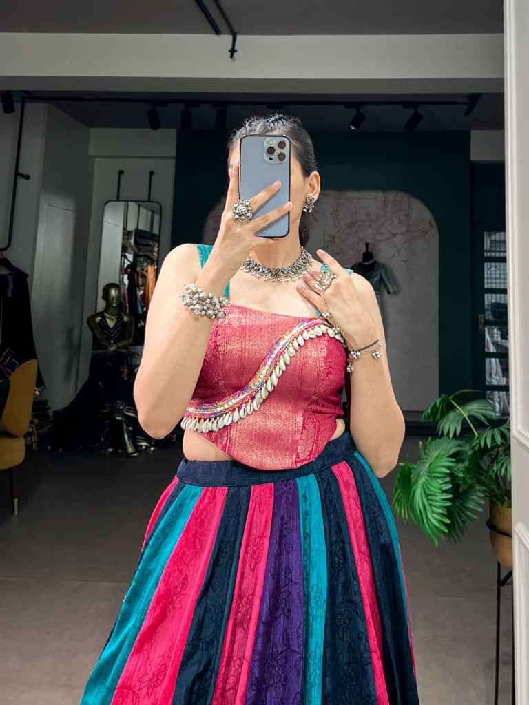 RICH CHINON SILK ZARI WEAVING NAVRATRI LEHENGA CHOLI 