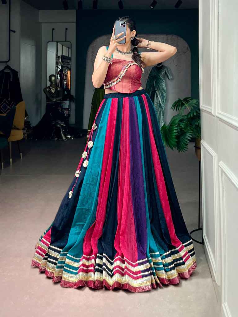 RICH CHINON SILK ZARI WEAVING NAVRATRI LEHENGA CHOLI 