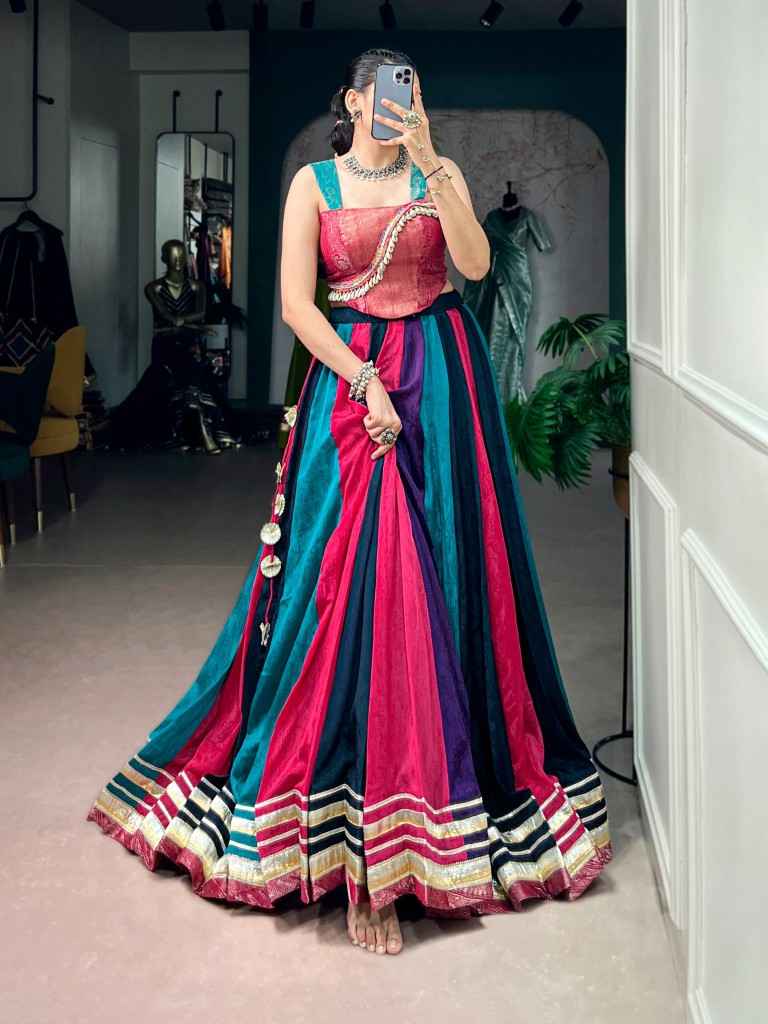 RICH CHINON SILK ZARI WEAVING NAVRATRI LEHENGA CHOLI 