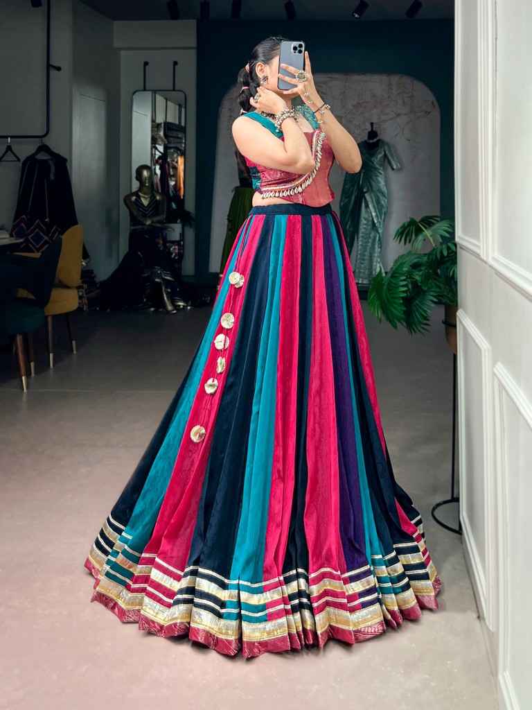 RICH CHINON SILK ZARI WEAVING NAVRATRI LEHENGA CHOLI 