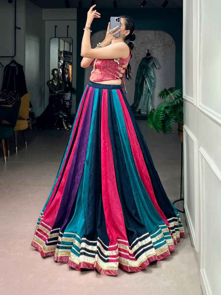 RICH CHINON SILK ZARI WEAVING NAVRATRI LEHENGA CHOLI 