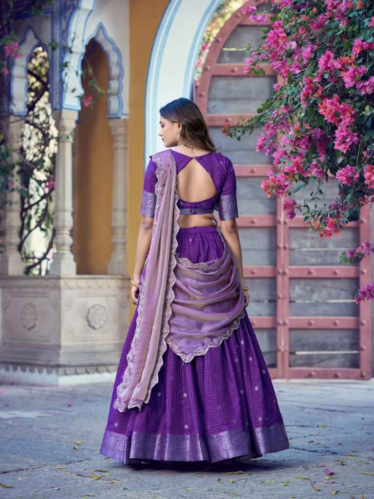 CHINON CHECKS TRADITIONAL ZARI WEAVING WORK LEHENGA CHOLI