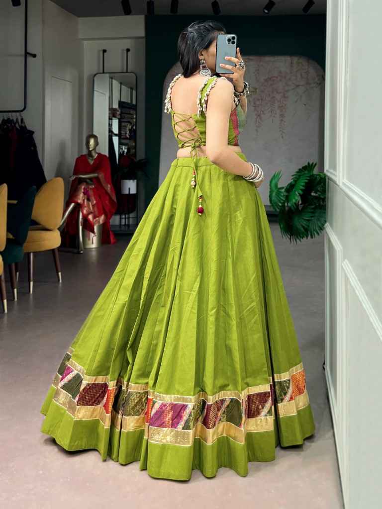 COTTON ZARI WEAVING EMBOSSED DESIGN WORK NAVRATRI LEHENGA CHOLI