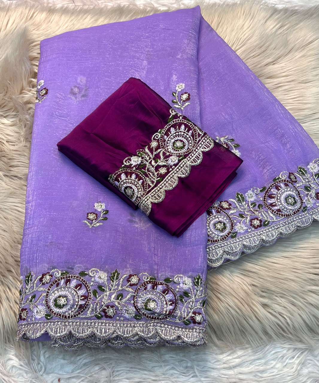 CRUNCHY SILK MULTI EMBRODERIY WORK SAREE 